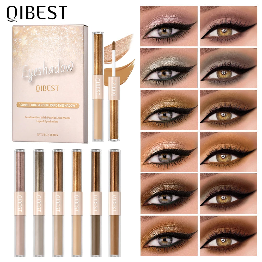 2 IN 1 Matte Liquid Eyeshadow Shimmer Diamonds Eye Shadow Set Long Lasting Waterproof Silkworm Brightening Eyes Makeup Kits Peaceful Pleasures Health and Wellness