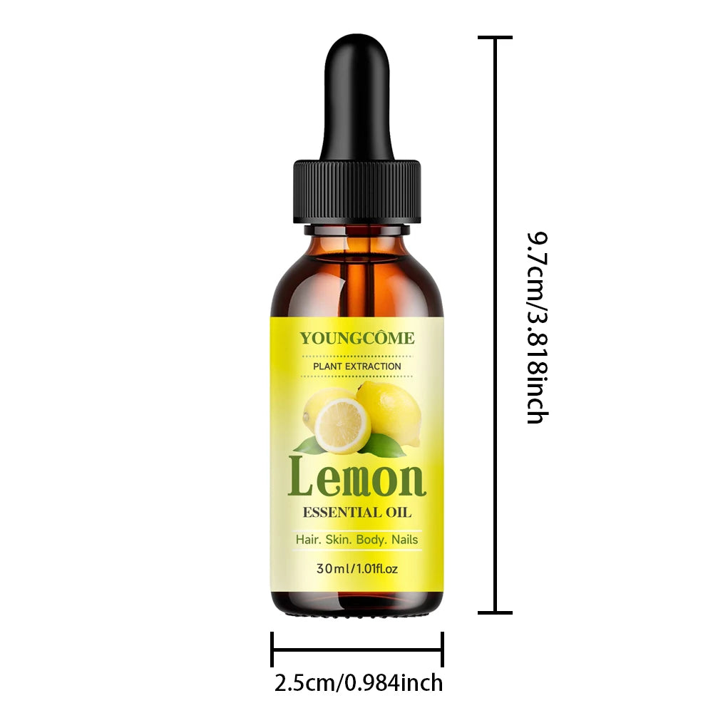 Natural lemon essential oil,hair moisturizer/skin moisture supplement, suitable for face, hair,Anti-wrinkle Face essential oil Peaceful Pleasures Health and Wellness 30ml