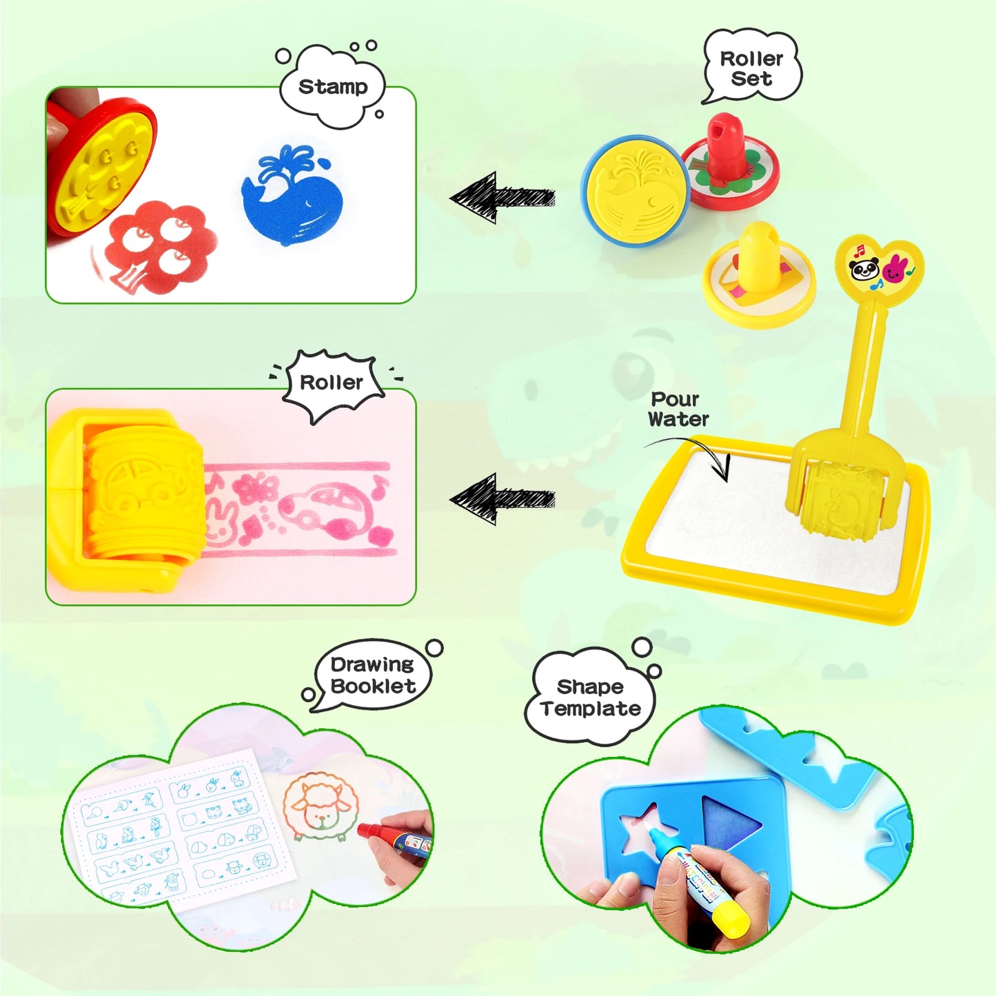 Kids Magic Water Drawing Mat Coloring Doodle Reusable Pens Painting