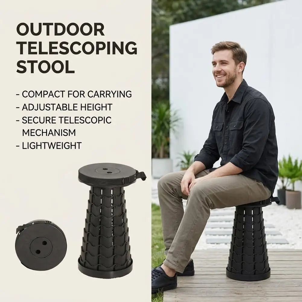 Foldable Telescopic Stool Lightweight Camp Chair Portable Camping Seat Adjustable Height Stool for Outdoor Fishing Hiking Picnic Peaceful Pleasures Health and Wellness