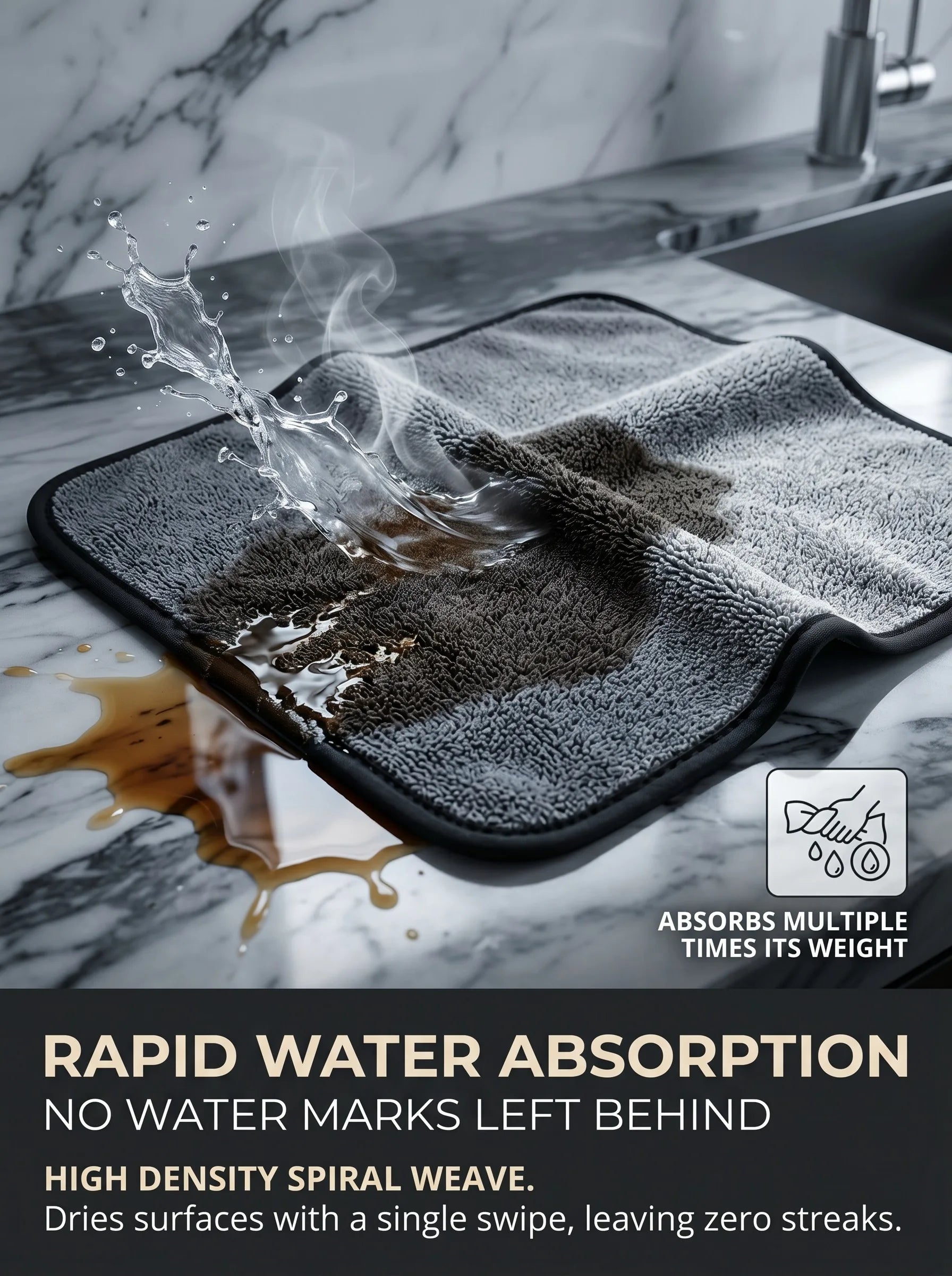 Kitchen Cleaning Towel Double-Sided Ultra Absorbent Lint-Free Oil Stain Remover Reusable Dish Cloth for Countertop Glass Peaceful Pleasures Health and Wellness
