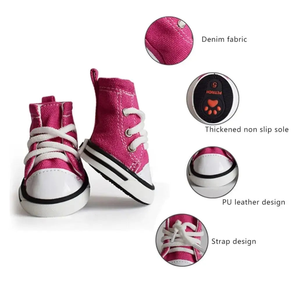Creative 4PCS/Set Pet Shoes Waterproof Canvas Puppy Pet Dogs Boots Dirt-proof Breathable Pet Supplies Pets Peaceful Pleasures Health and Wellness