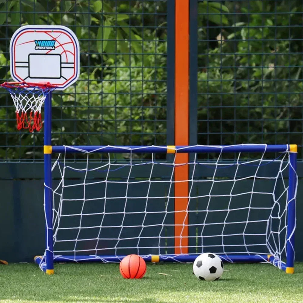 Kids 2-in-1 Soccer Goal & Basketball Stand Set – Detachable