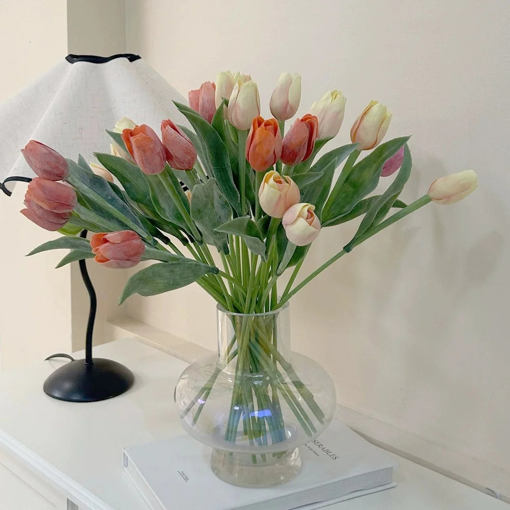 10-Pack Real Touch Artificial Tulips Faux Bouquet | Home & Wedding