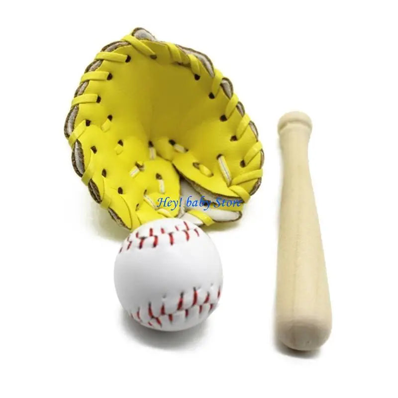 Newborn Photography Props Mini Baseball & Glove Set | 0–6M