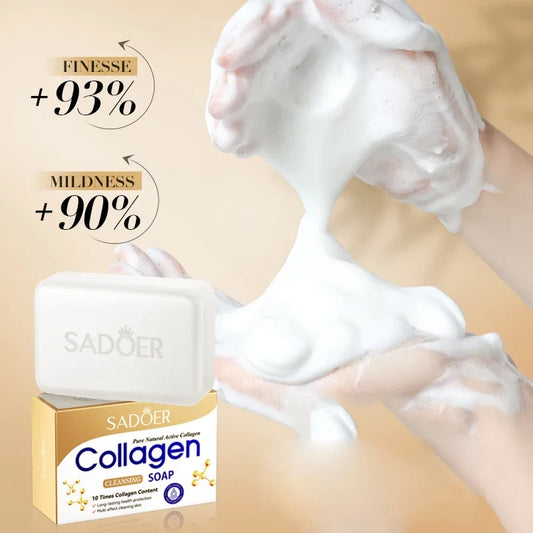 SADOER Collagen Ossein Facial Soap Face Wash Foam Facial Cleanser Moisturizing Oil Control Body Bathing Handmade Soap Peaceful Pleasures Health and Wellness