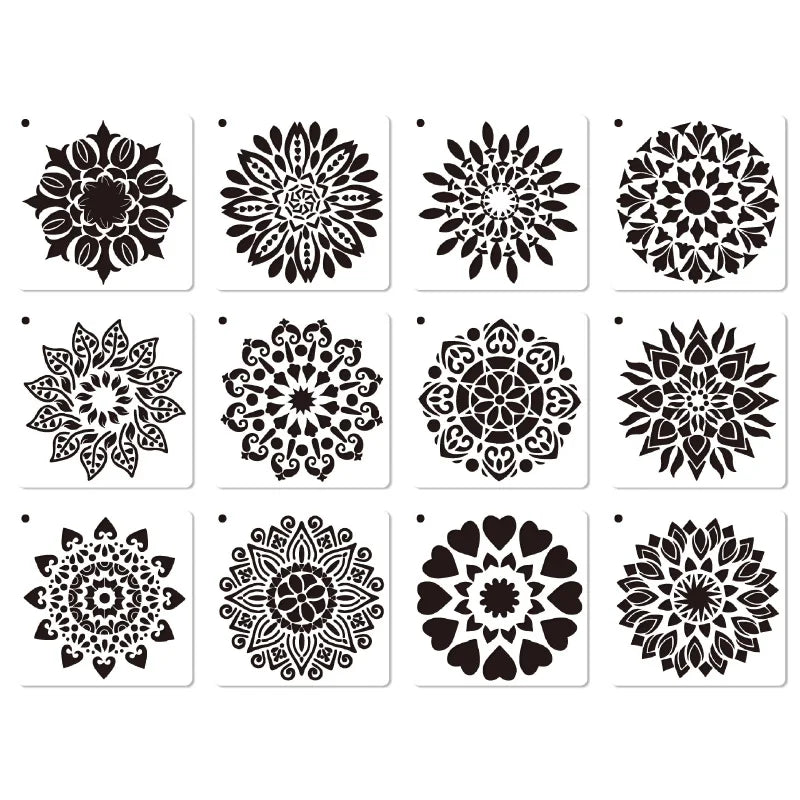 Hollow Mandala Stencils Painting Craft Templates Children Drawing