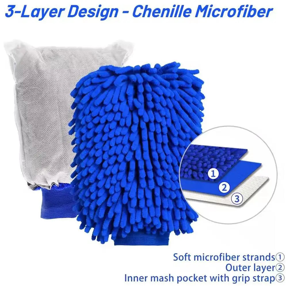 Car Wash Glove Coral Mitt Soft Anti-scratch for Car Wash Multifunction Thick Cleaning Glove Car Wax Detailing Brush Peaceful Pleasures Health and Wellness