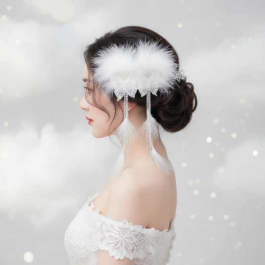 Feathers Butterfly Hair Clip For Women Elegant Fringe Headwear For Party Wedding Photography Peaceful Pleasures Health and Wellness