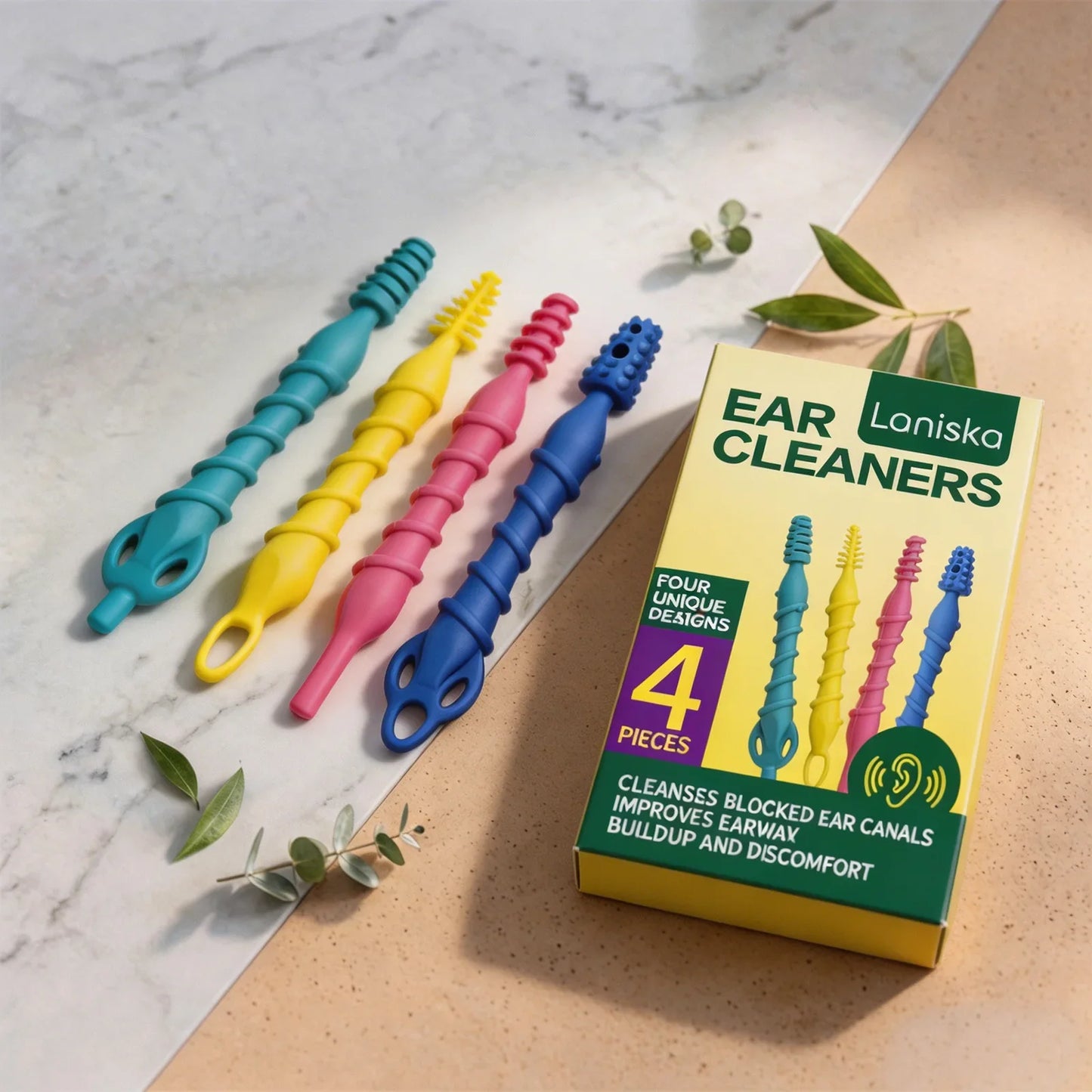 4-Piece Silicone Ear Wax Remover Kit – 4 Unique Heads