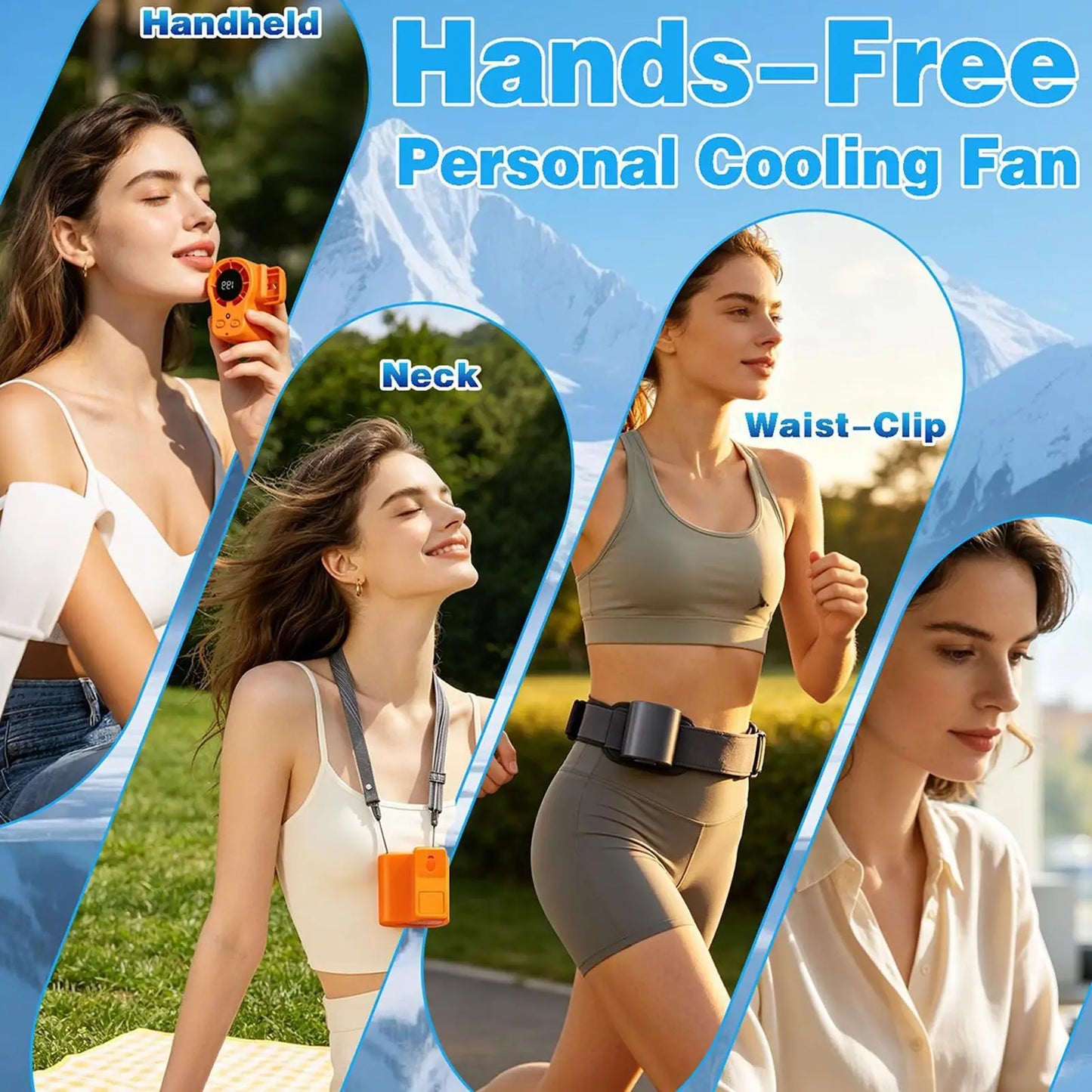 Portable USB Clip Fan – LED Display, 360° Rotation, Rechargeable
