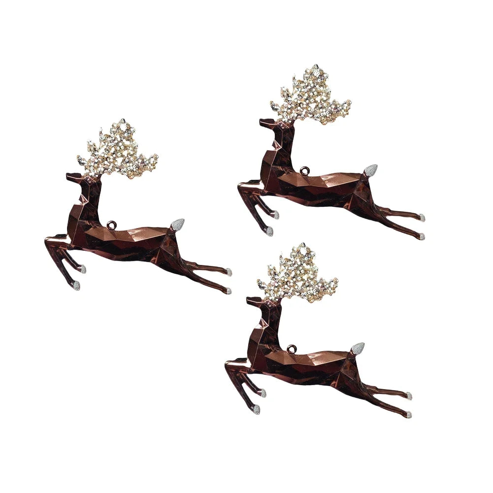 Christmas Elk Pendant Ornaments Set of 3 | Festive Tree Decor