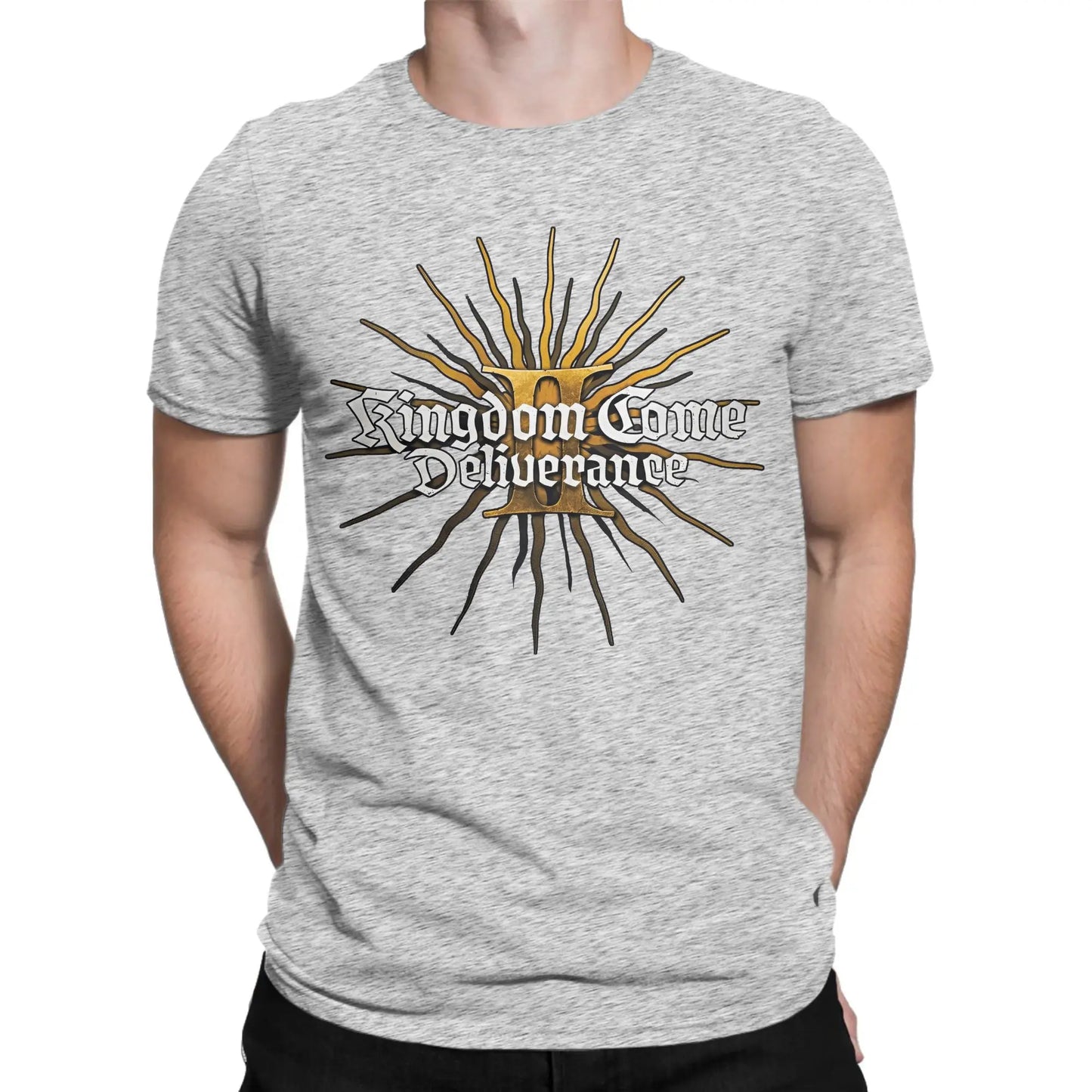 Men's Kingdoms T Shirt Come Deliverances Pure Cotton Clothes Leisure Short Sleeve Crewneck Tees Plus Size T-Shirt Peaceful Pleasures Health and Wellness GRAY 6XL