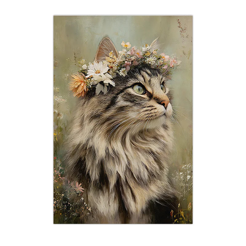 Vintage Animal Wall Art, Plant Floral Cat Canvas Painting, Botanical Poster Print for Bedroom Living Room Wall Decor Peaceful Pleasures Health and Wellness 04 30x40cm No Frame China Mainland
