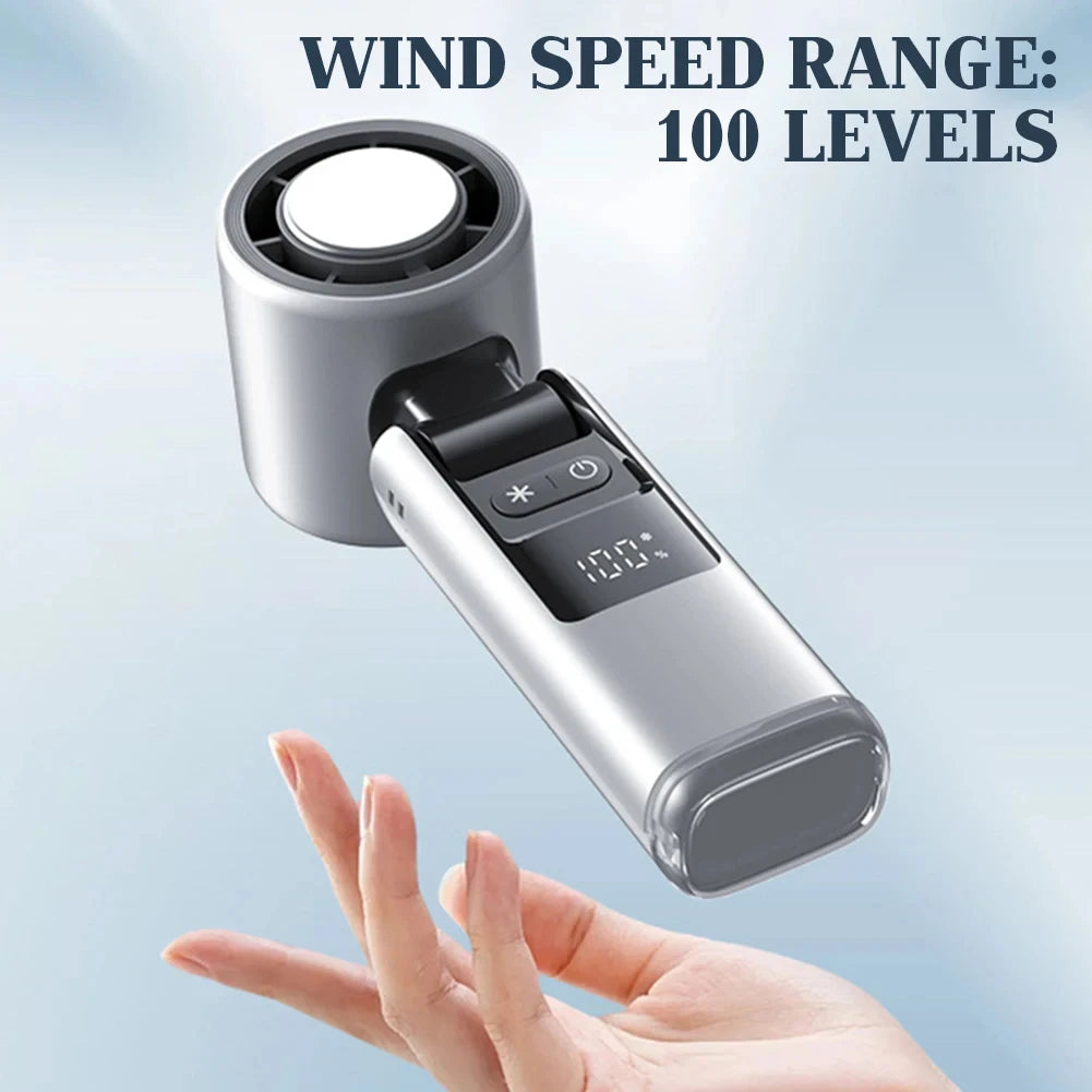 100 Turbos Chilled Ice Sensation Cold Fan Super Mini Turbos Speed Fan USB Powered Digital Display For Outdoor Camping Travel Peaceful Pleasures Health and Wellness