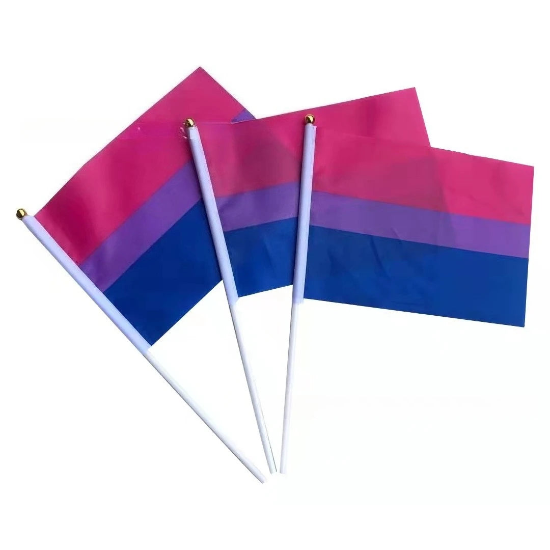 Mini Rainbow Hand Flags Sticks 14x21cm Pride Parade Celebration Party