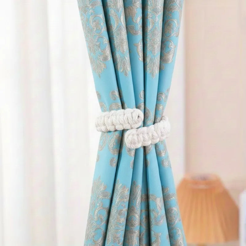 Handwoven Jute Curtain Tiebacks | Boho Farmhouse Drapery Holders