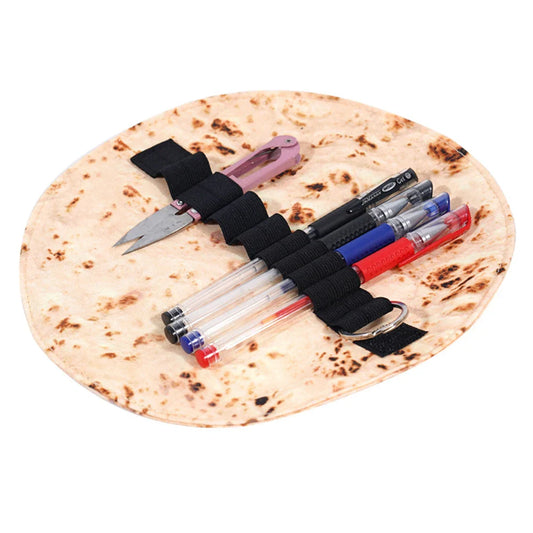 Cartoon Burrito Roll-Up Pencil Case | Funny Canvas Pen Pouch Novelty Pencil Case Oasis Select