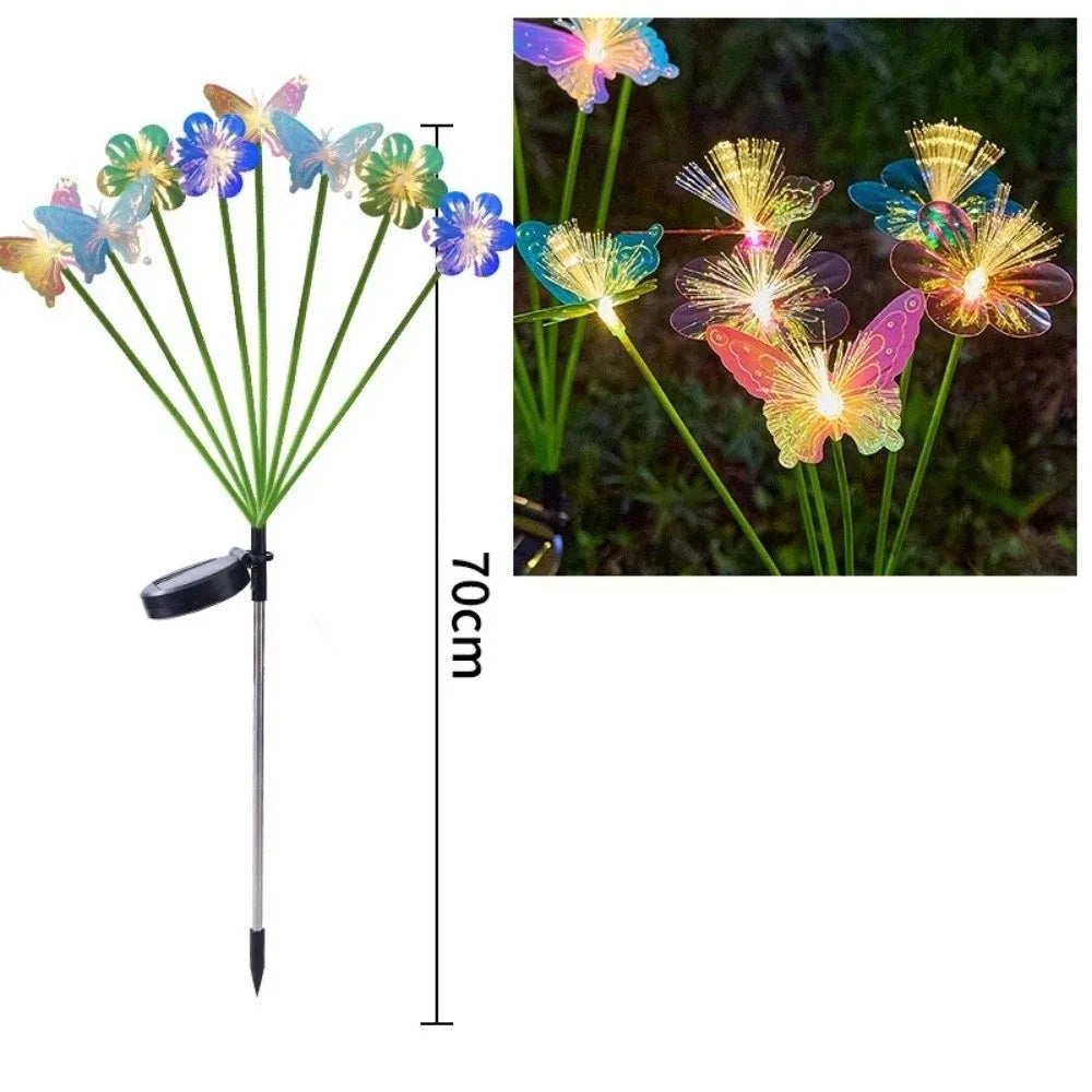 Solar Fiber Optic Flower Garden Stake Light | Waterproof 6/8 Head