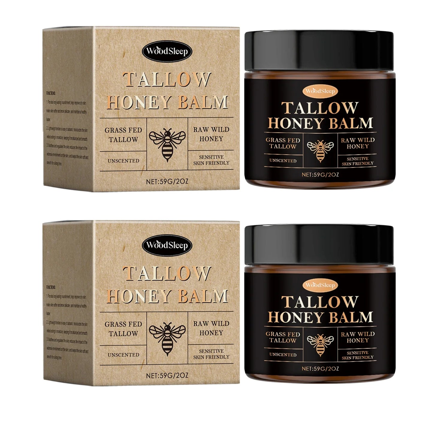 WOODSLEEP Tallow Honey Balm – Moisturizing Face Hand Body Balm