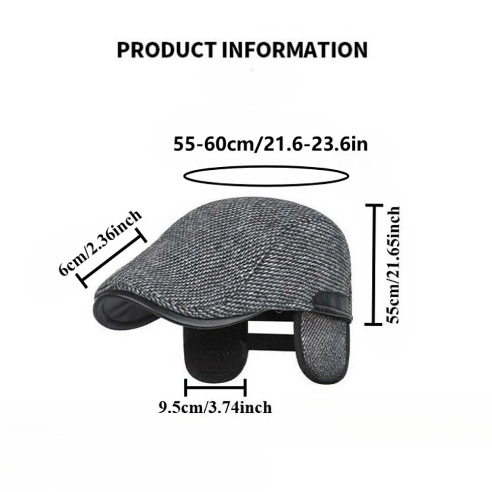 1pc Men's Autumn Winter Fleece-lined Newsboy Cap, Casual Fashion Detective Hat/Painter Hat, Adjustable Tweed Beret Peaceful Pleasures Health and Wellness