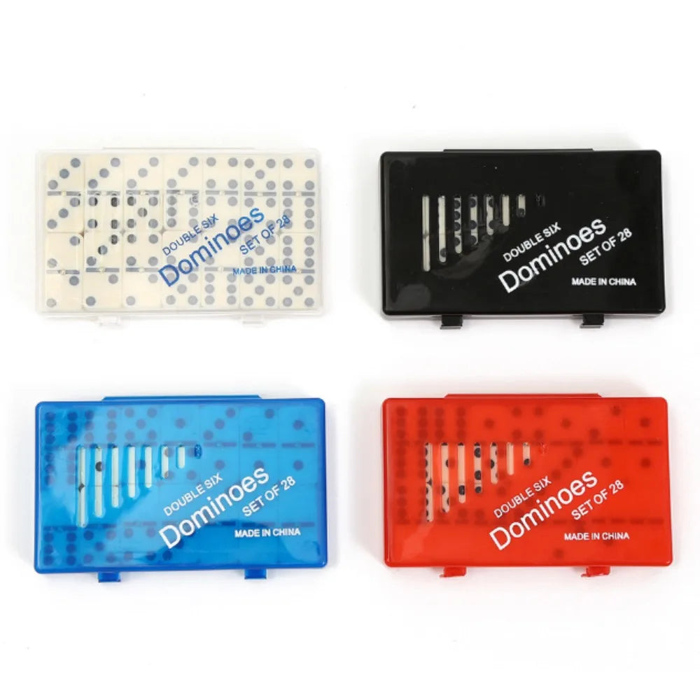 28PCS Multi-Color Double Six Dominoes Set, Family Friends Fun Tabletop Game for Entertainment Leisure Travel, Portable Gift Peaceful Pleasures Health and Wellness Blue