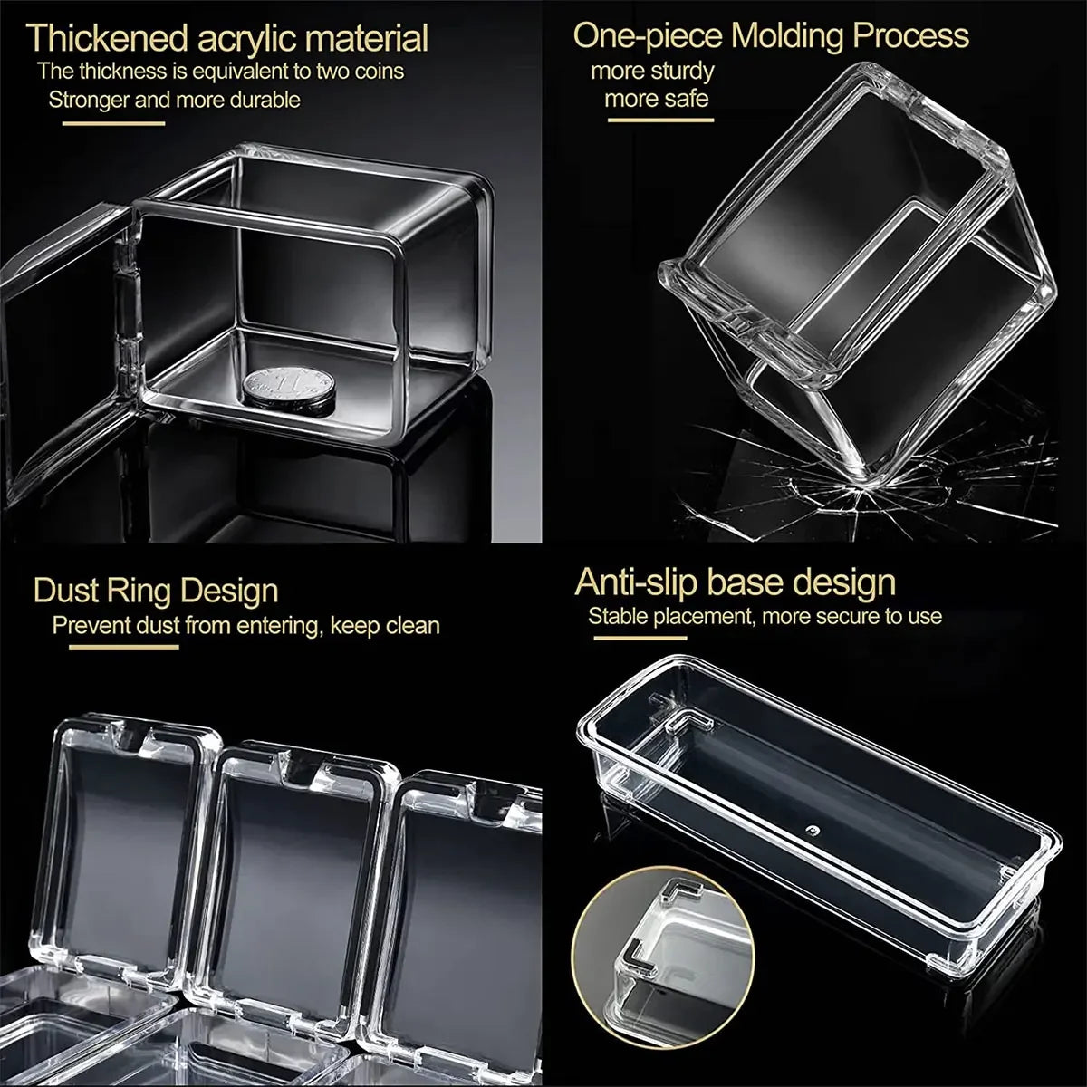 Clear Seasoning Box Set of 4 Crystal Seasoning Storage Container with Spoon Clear Seasoning Rack Spice Pots for Pepper Spice Peaceful Pleasures Health and Wellness