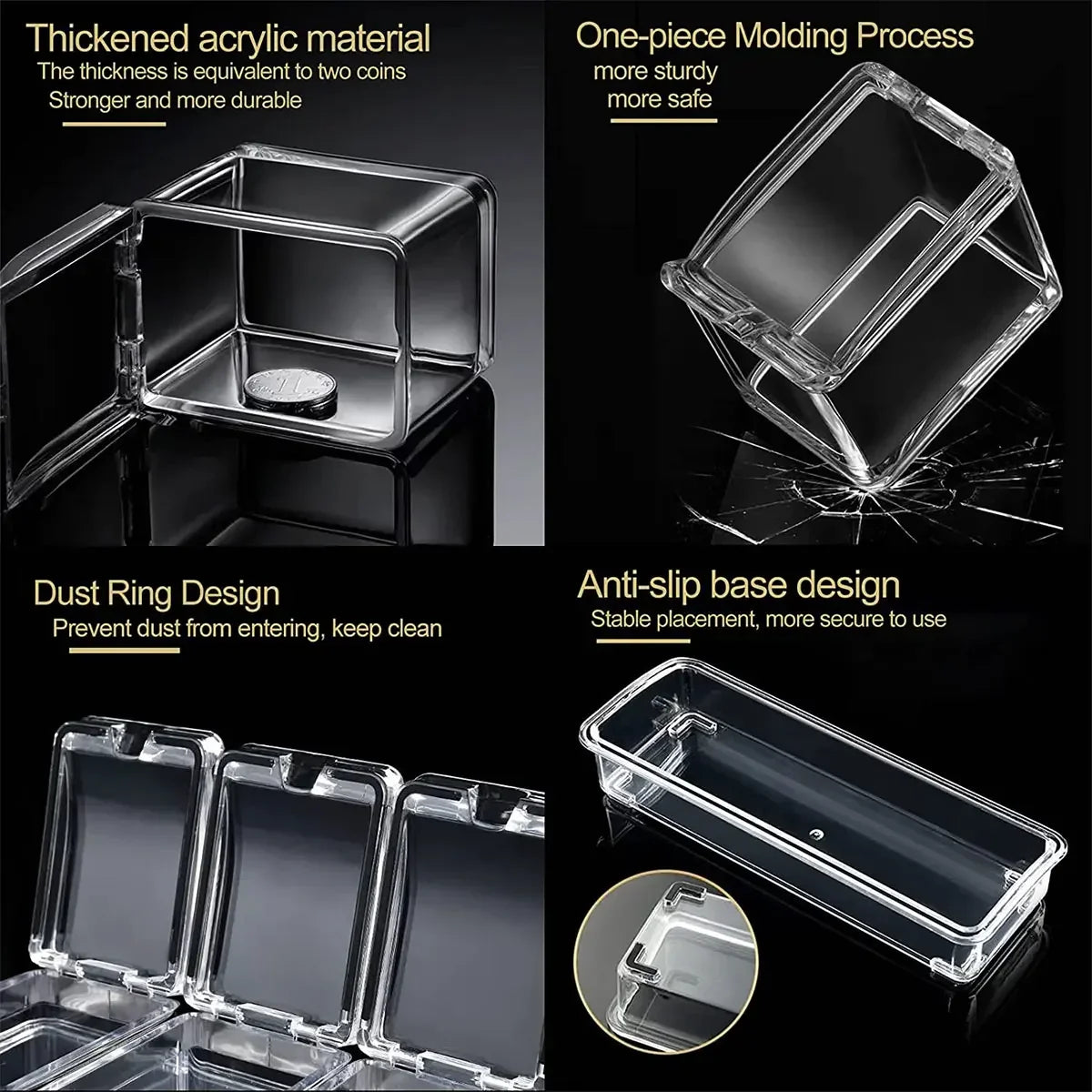 Clear Spice Seasoning Box Set of 4 with Spoons | Kitchen Storage