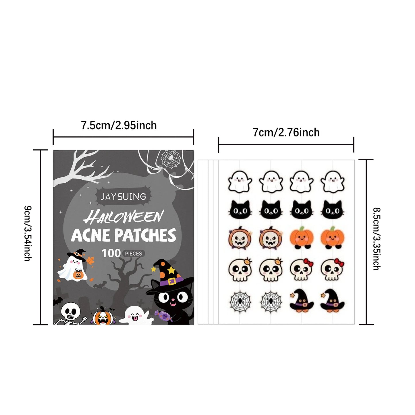 Halloween Acne Patches 100pc – Pumpkin & Bat Spot Cover