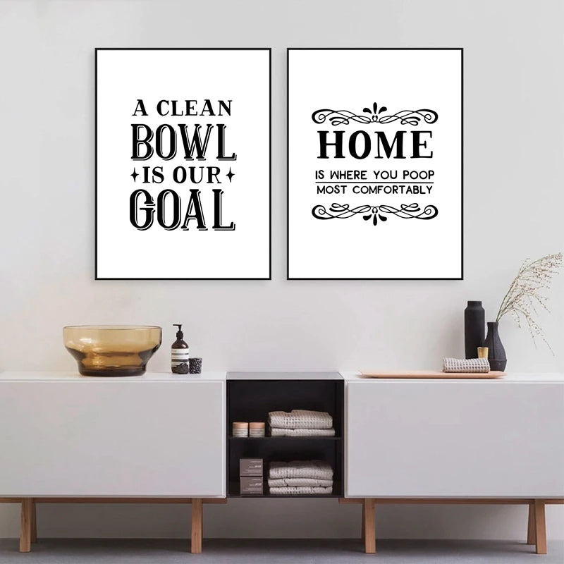 Funny Bathroom Wall Art Canvas Poster | Modern Minimalist WC Decor Canvas Wall Art Poster Peaceful Pleasures Health and Wellness
