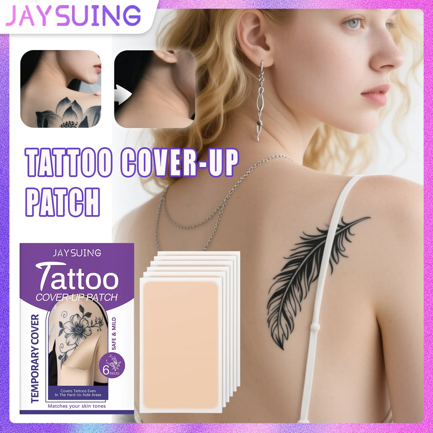 Tattoo Cover Up Patches – Waterproof Invisible Concealer 6pcs