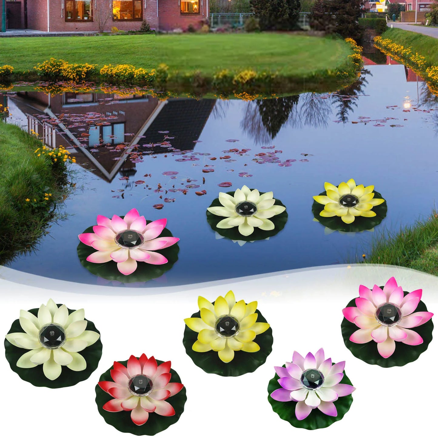 Solar Floating Lotus LED Light – Pool, Pond & Bird Bath Decor