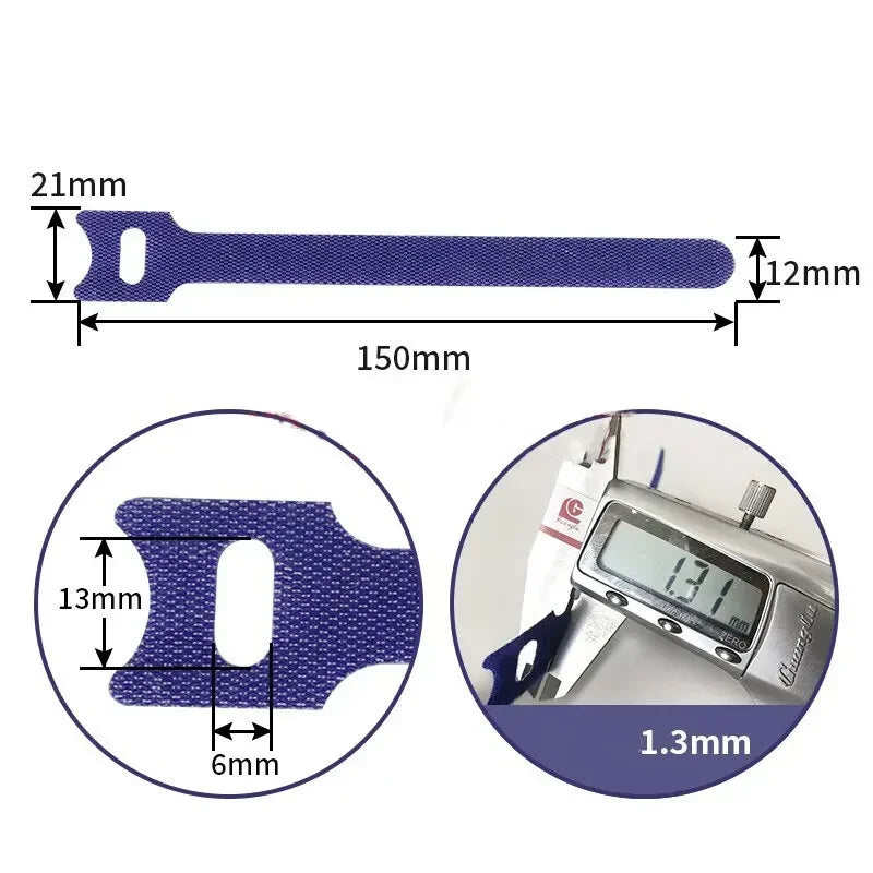 Reusable Self-Adhesive Nylon Hook & Loop Cable Straps 12×150mm