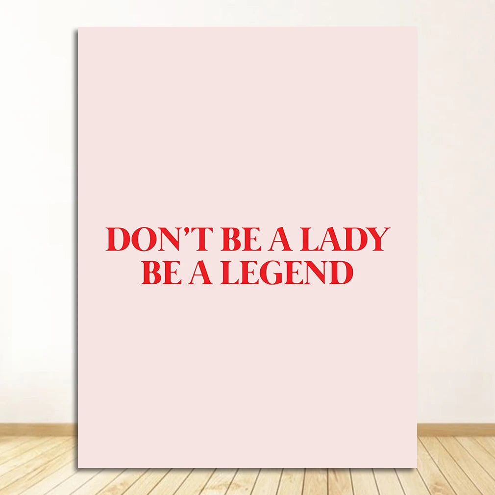 Pink Lucky You Nordic Abstract Line Face Canvas Wall Art