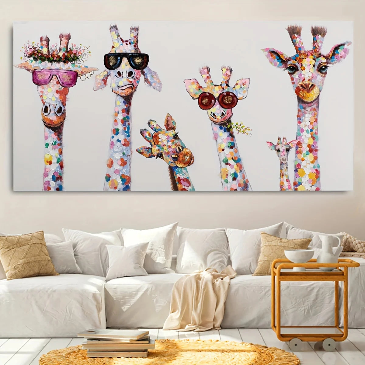 Vibrant Giraffe Canvas Art Print Unframed, Modern Wall Decor for Living Room, Bedroom, Office More Perfect Gift , Giraffe Decor Peaceful Pleasures Health and Wellness ZLH4808 20x40cm No Frame