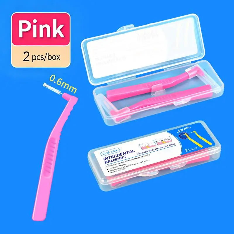 2/5Pcs L-shaped Interdental Brushes Portable Soft Bristle Interdental Cleaners Brushes Travel Peaceful Pleasures Health and Wellness B1