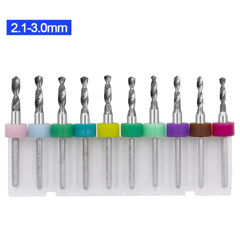 PCB Micro Drill Bit Set – 10pc Tungsten Carbide CNC Bits