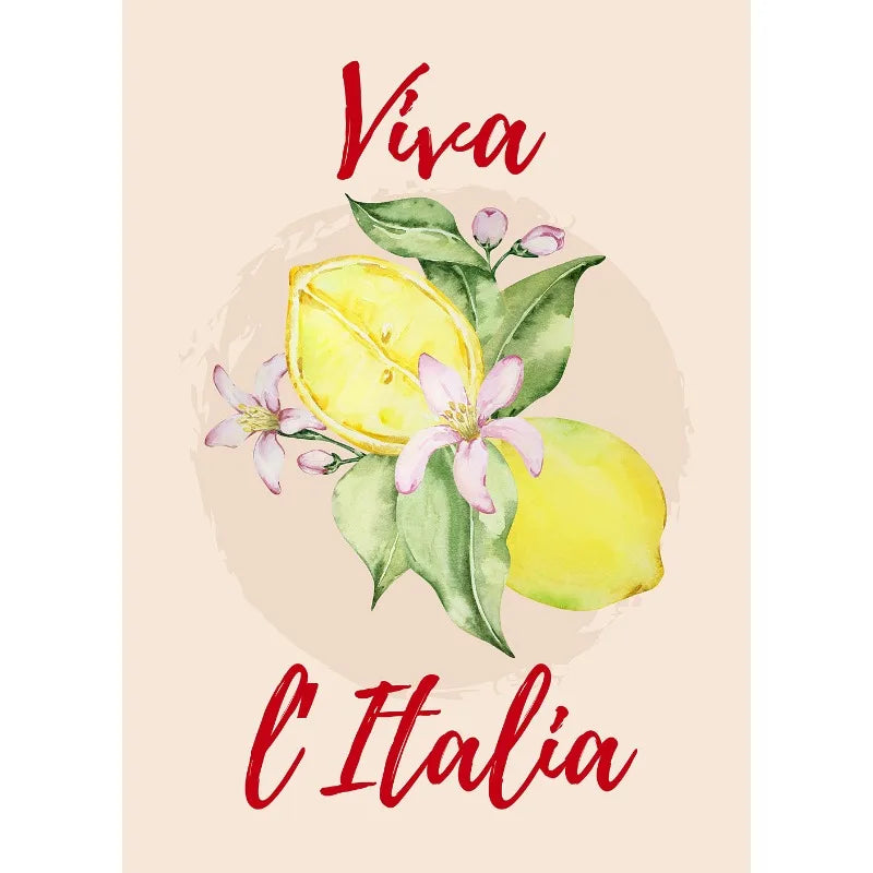 Retro Italian Kitchen Canvas Wall Art | Pasta & Lemon Poster Canvas Wall Art Peaceful Pleasures Health and Wellness 5 40x50cm Unframed