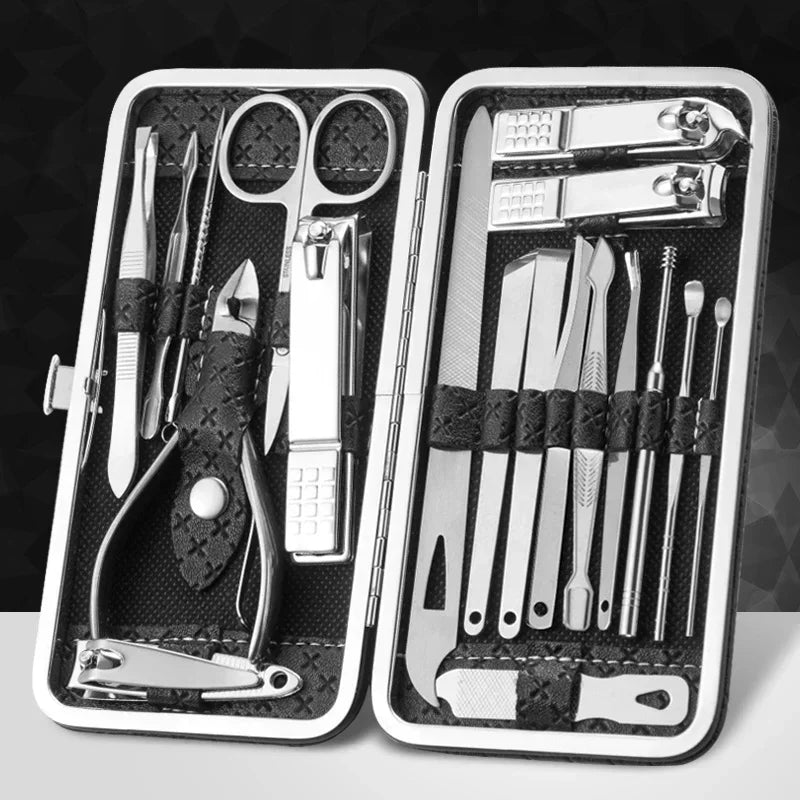 Professional Manicure Pedicure Tools, Ingrown ToeNail Trimmer, 19 in 1 Stainless Steel Peaceful Pleasures Health and Wellness