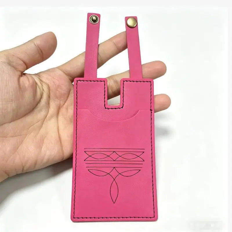 PU Leather ID Card Holder – Embossed Snap Closure Travel Tag