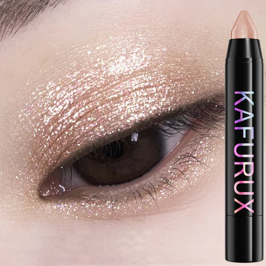 KAFURUX 24-Color Glitter Eyeshadow & Highlighter Pencil Waterproof