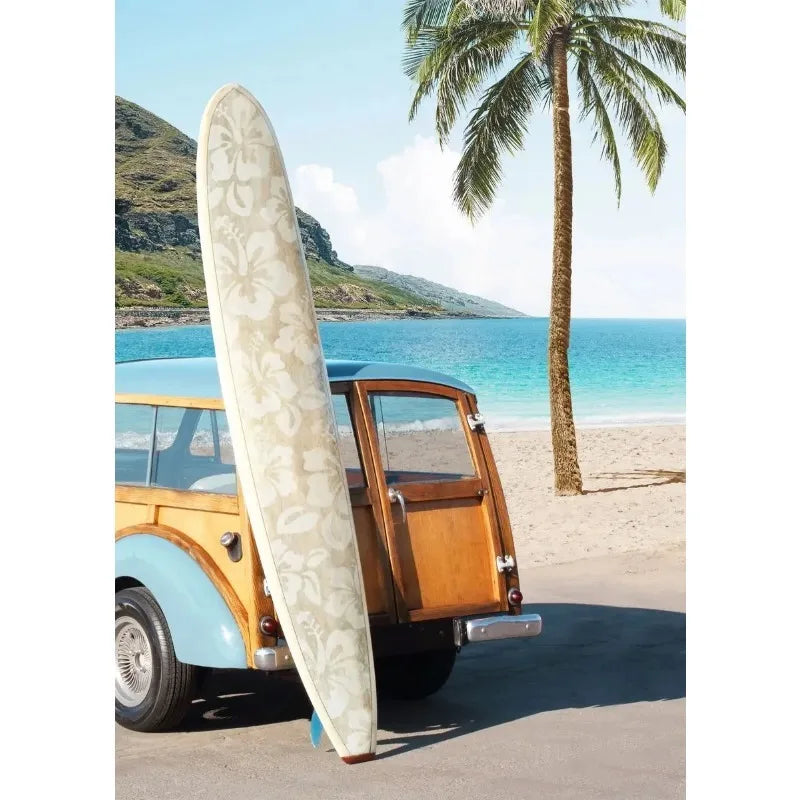Summer Sunshine Beach Surf Palm Trees Sea View Poster Canvas Paintings Wall Art Pictures Home Decor Peaceful Pleasures Health and Wellness 2 50x70cm Unframed