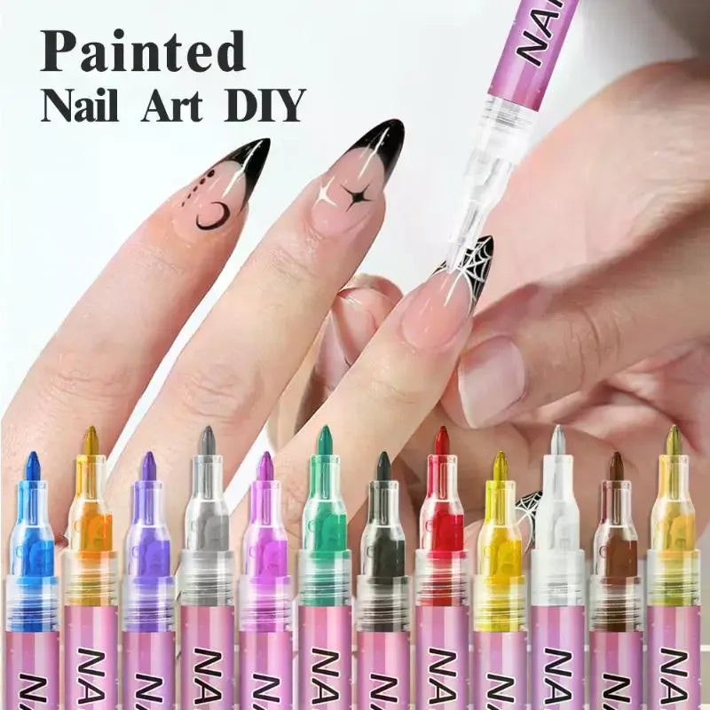 Nail Art Graffiti Pens – Quick-Dry 3D Dot Liner Set (1 or 12pc)