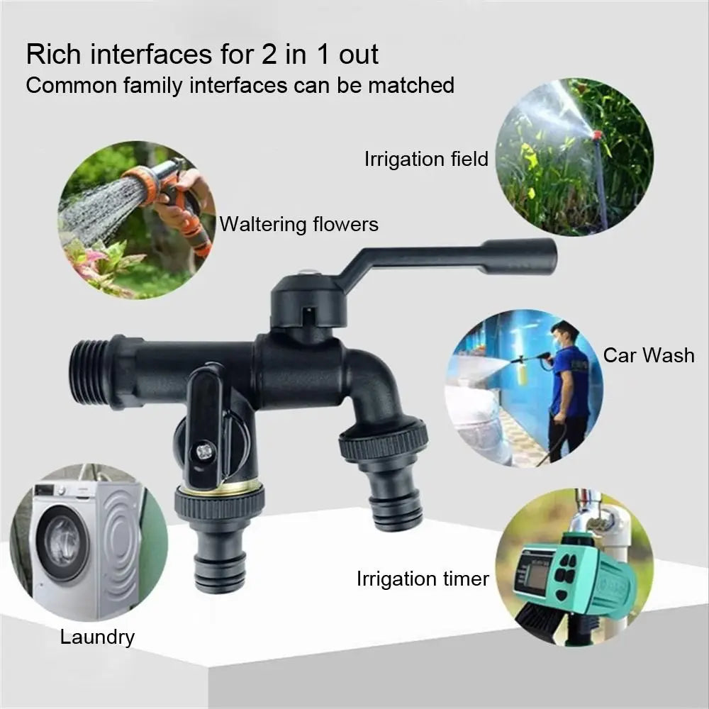 Black Brass Anti-Freeze Bibcock Faucet – Dual Outlet 1/2"