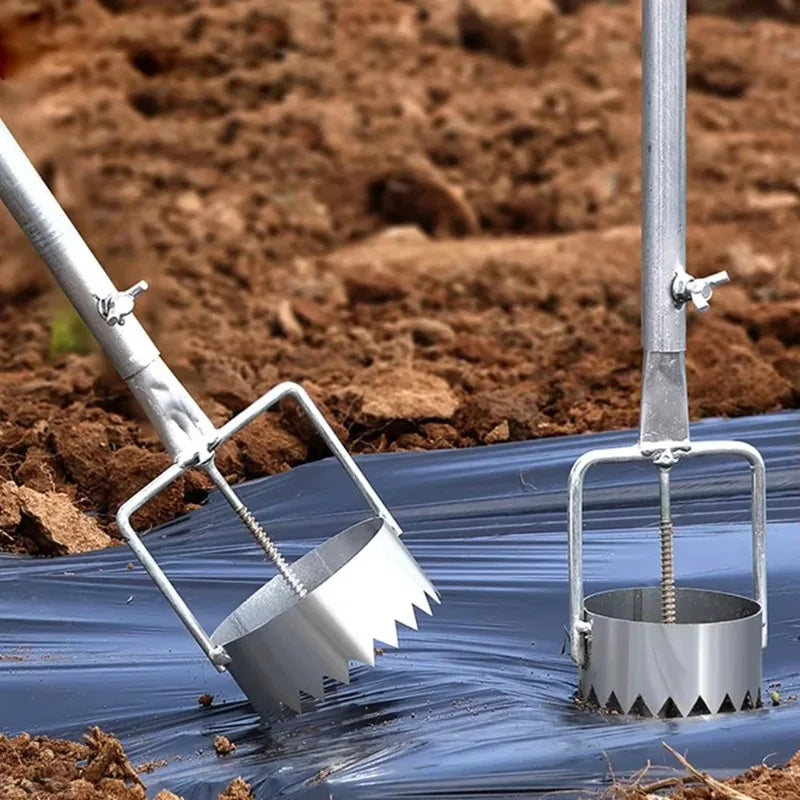 Heavy Duty Mulch Film Hole Puncher – Adjustable Garden Dibber