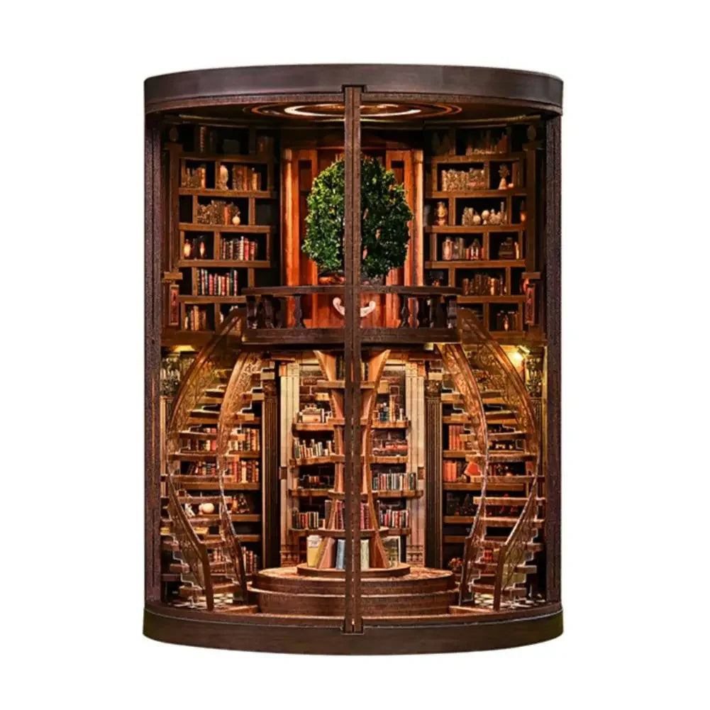 DIY Wooden Book Nook Figurines Miniatures Wisdom Rings Book Repository Bookend Home Decor Crafts For Friends Birthday Gifts Peaceful Pleasures Health and Wellness DIY