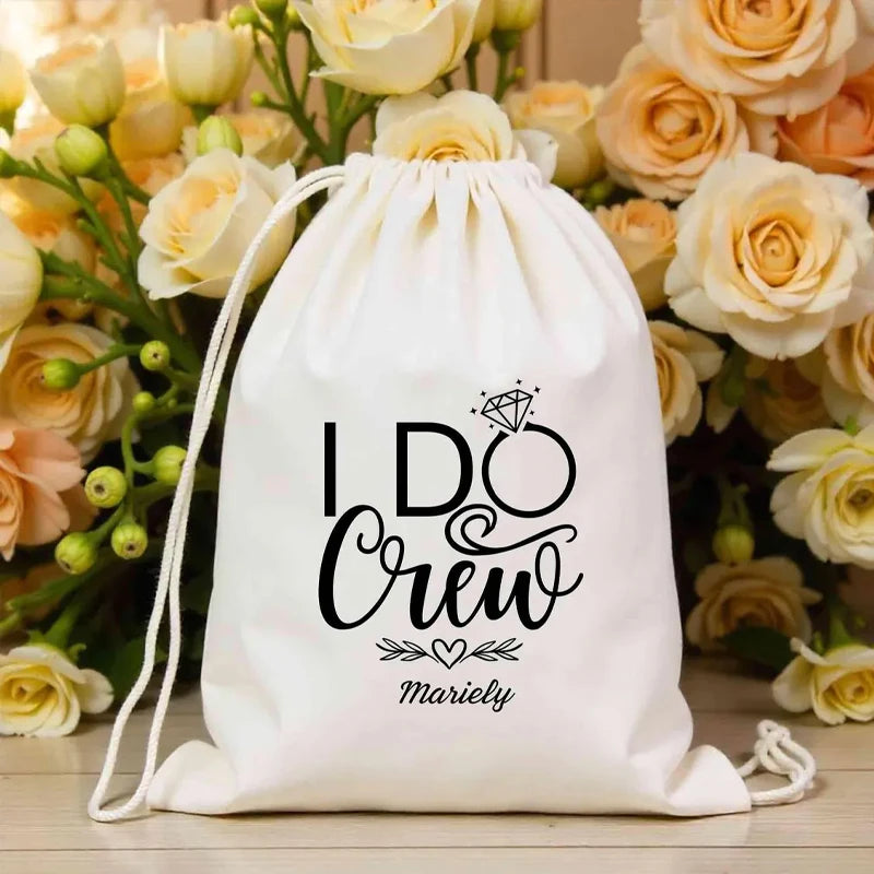 Personalized "I Do Crew" Drawstring Bags | 5-Pack Bridal Party