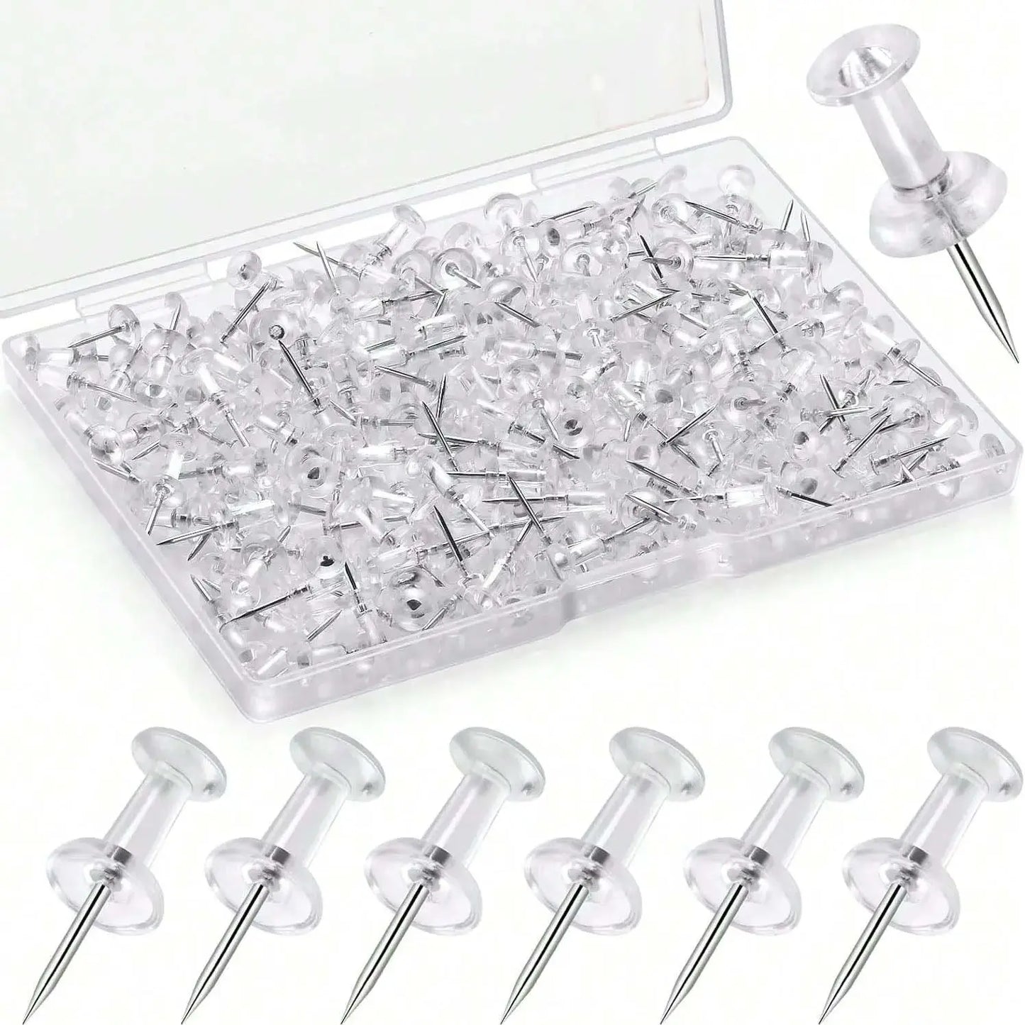 Clear Push Pins – Thumb Tacks for Bulletin Board & Cork Board