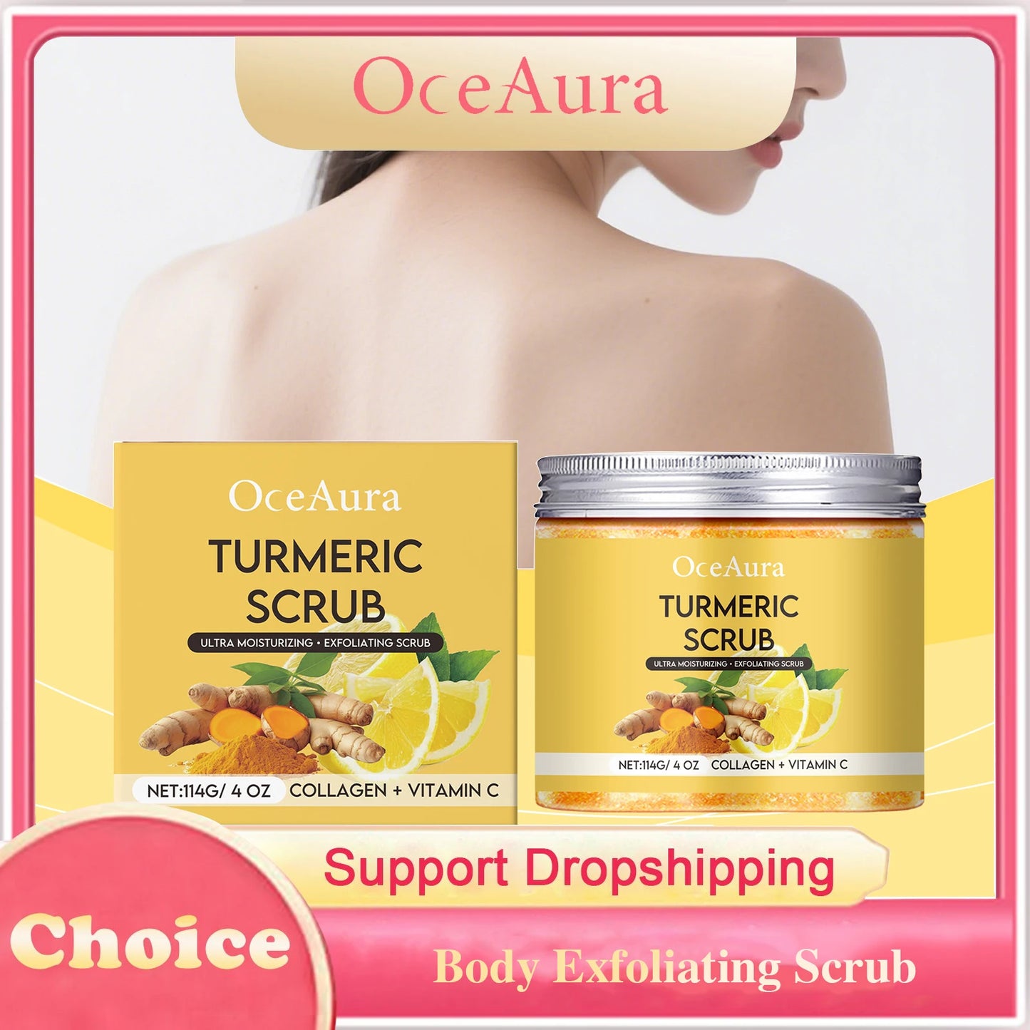 Turmeric Exfoliating Body Scrub Brightening Deeply Cleansing Dead Skin Removal Improve Dullness Refreshing Smoothing Body Scrub Peaceful Pleasures Health and Wellness