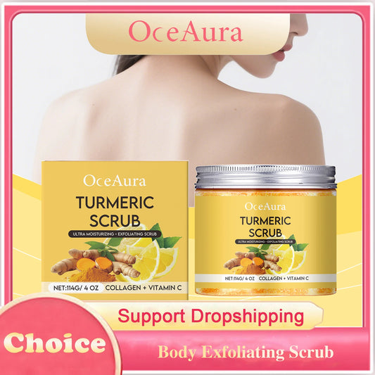Turmeric Exfoliating Body Scrub Brightening Deeply Cleansing Dead Skin Removal Improve Dullness Refreshing Smoothing Body Scrub Peaceful Pleasures Health and Wellness